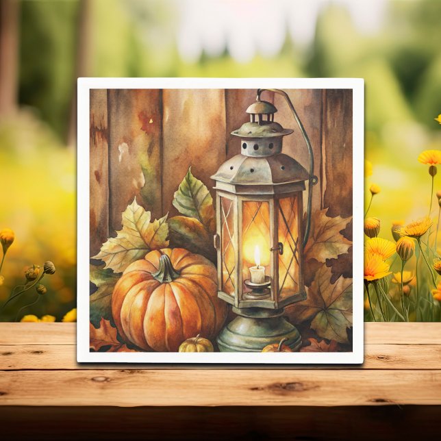 Serviette En Papier Lampe et Citrouille automne (Créateur téléchargé)