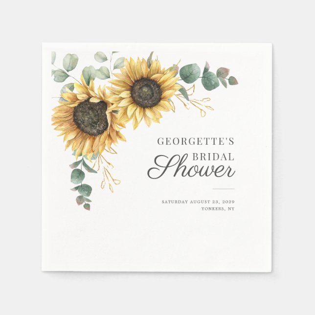 Serviette En Papier Lancement de bouquet floral de tournesol Eucalyptu (Devant)