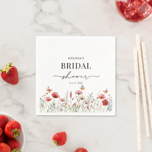 Serviette En Papier Lancement de mariage aux fleurs sauvages aquarelle