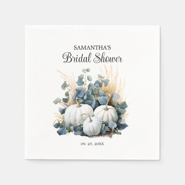Serviette En Papier Lancement de mariage avec citrouilles blanches et  (Devant)