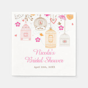 Serviette En Papier Lancement de mariage Cages à oiseaux Orange et Ros