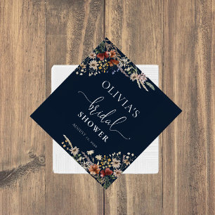 Serviette En Papier Lancement de mariage Fleur sauvage minuscule Bleu