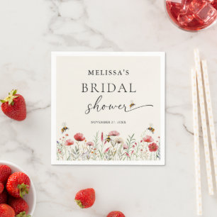 Serviette En Papier Lancement de mariage Watercolor Wildflower Meant T