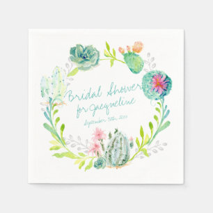 Serviette En Papier Lancement de Mariée Aquarelle Cactus Succulente Dé