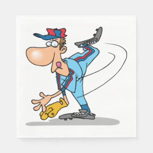 Serviette En Papier Lanceur de baseball de dessin animé drôle lançant