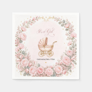 Serviette En Papier Landières Rose C'est une Fille Baby Shower Personn