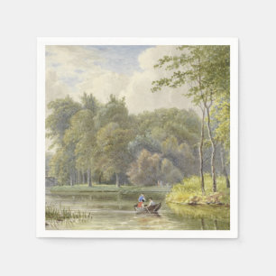 Serviette En Papier Landschap a rencontré Figuren à een Roeibootje Vin
