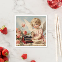 L'ange mignon écrit une lettre d'amour