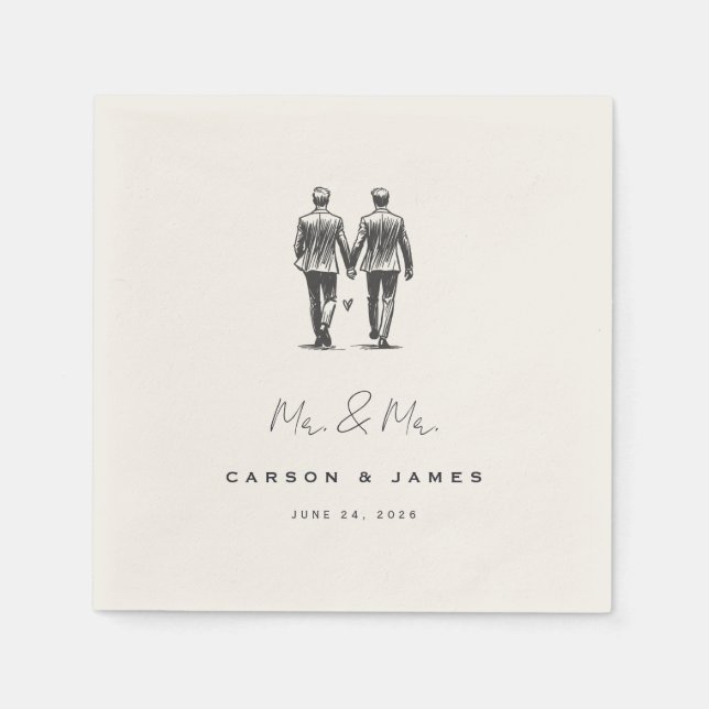 Serviette En Papier Langley M. & M. Mariage (Devant)