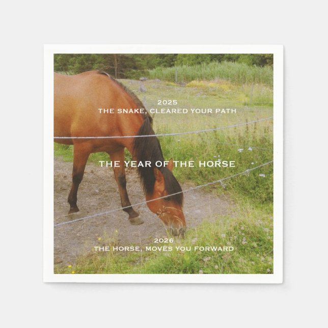 Serviette En Papier L'année du Cheval, citation 2026  (Devant)