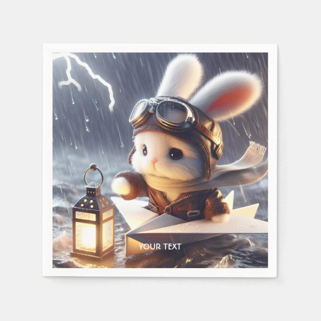 Serviette En Papier Lanterne à lapin mignon Imaginaire (Devant)