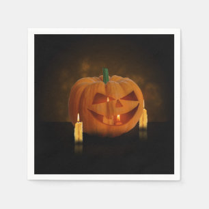 Serviette En Papier Lanterne Citrouille d'Halloween avec bougies
