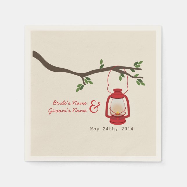 Serviette En Papier Lanterne de camping + serviettes Mariage d'arbre (Devant)