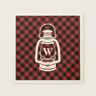Serviette En Papier Lanterne de monogramme de plaid de Buffalo