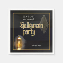 Lanterne noire élégante dorée pour soirée Hallowee