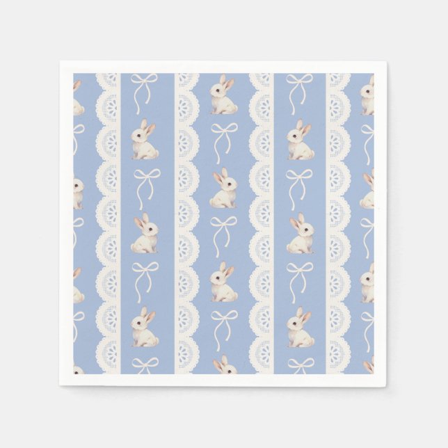 Serviette en papier Lapin à l'aquarelle avec nœud  (Devant)