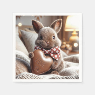 Serviette En Papier Lapin Au Coeur Chocolé