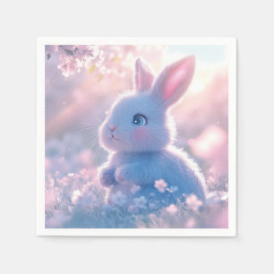 Serviette En Papier Lapin bébé adorable dans un champ de fleurs