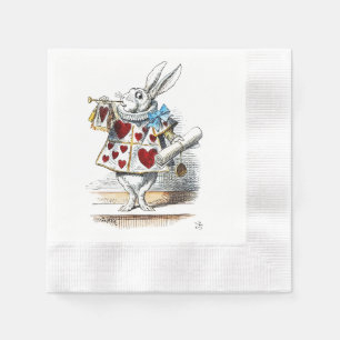 Serviette En Papier Lapin Blanc Alice Wonderland Cœurs