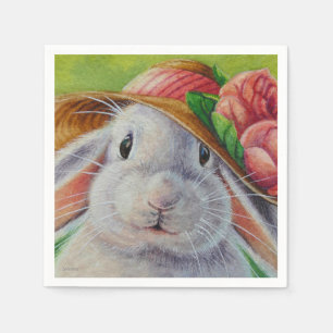 Serviette En Papier Lapin blanc lapin dans l'art d'aquarelle Bonnet pr