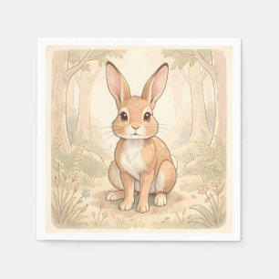 Serviette En Papier Lapin brun mignon dans une forêt