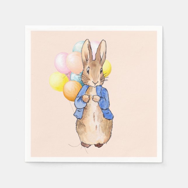 Serviette En Papier Lapin classique avec ballons (Devant)