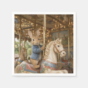 Serviette En Papier Lapin classique chevauchant le carrousel