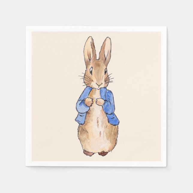 Serviette En Papier Lapin classique en veste bleue (Devant)