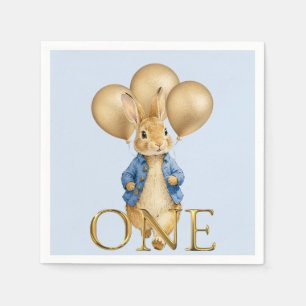 Serviette En Papier Lapin classique en veste bleue Premier Anniversair