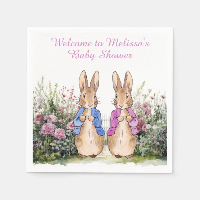 Serviette En Papier Lapin Classique Personnalisé Nom  (Devant)