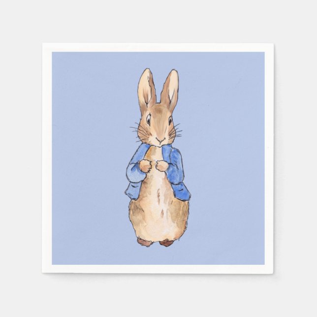 Serviette En Papier Lapin classique portant une veste bleue (Devant)