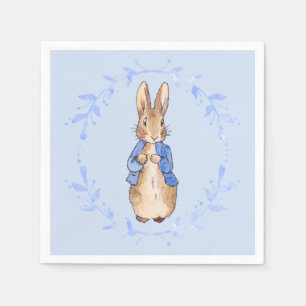 Serviette En Papier Lapin classique portant une veste bleue