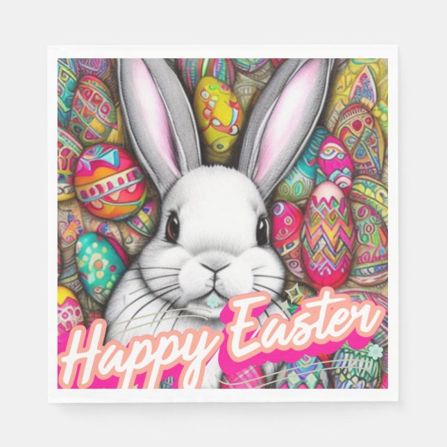 Serviette En Papier Lapin de Pâques (Devant)
