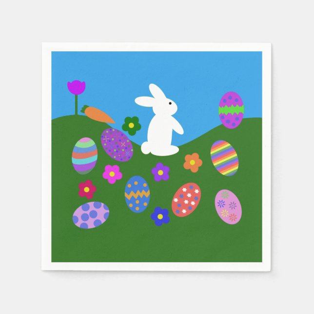 Serviette En Papier Lapin de Pâques #3 serviettes (Devant)