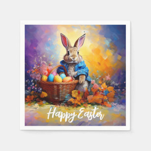 Serviette En Papier Lapin de Pâques dans la forêt