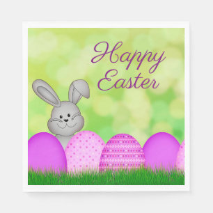 Serviette En Papier Lapin de Pâques et oeufs