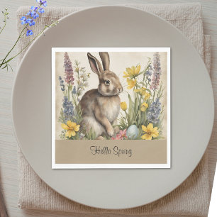 Serviette En Papier Lapin de Pâques Floral Vintage Personnalisé