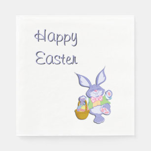 Serviette En Papier Lapin de Pâques heureux