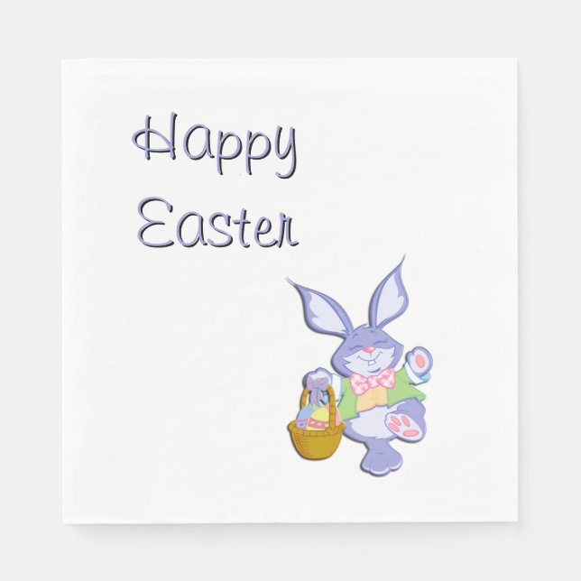 Serviette En Papier Lapin de Pâques heureux (Devant)