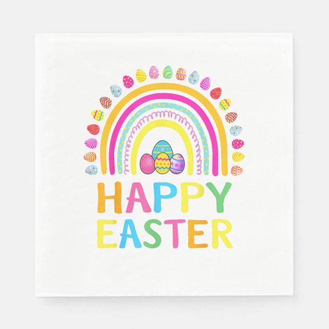 Serviette En Papier Lapin de Pâques heureux Chasse aux œufs de Pâques  (Devant)