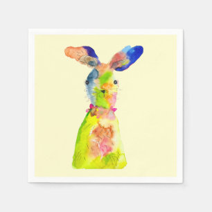 Serviette En Papier Lapin de Pâques mignon art aquarelle