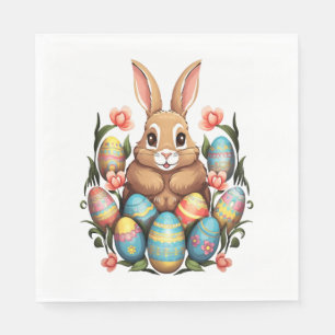 Serviette En Papier Lapin de Pâques OEufs colorés Chasse aux oeufs de