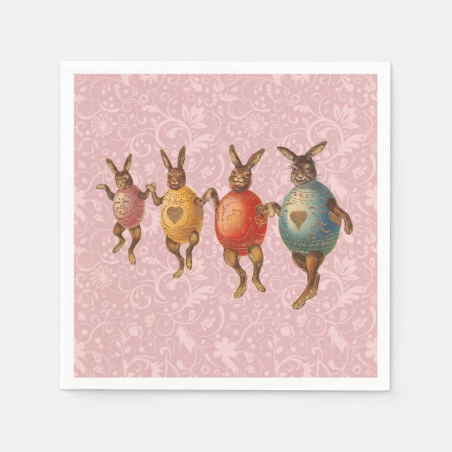 Serviette En Papier Lapin de Pâques Œufs Dansants (Devant)