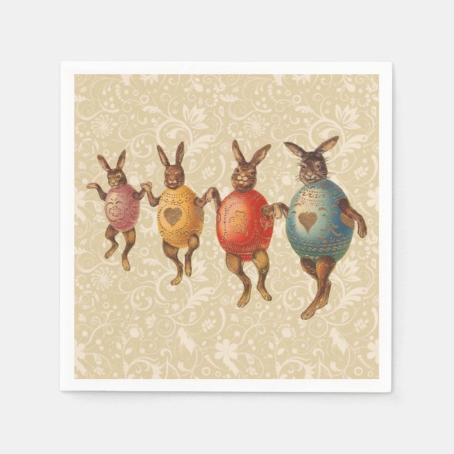 Serviette En Papier Lapin de Pâques Œufs Dansants (Devant)