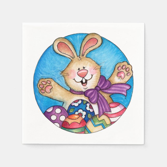 Serviette En Papier Lapin de Pâques - Papier serviettes (Devant)