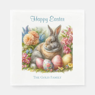 Serviette En Papier Lapin de Pâques Personnalisé