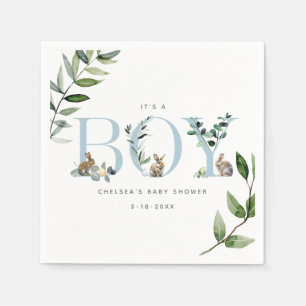 Serviette En Papier Lapin de Pâques Rabbit Eucalyptus Baby shower garç