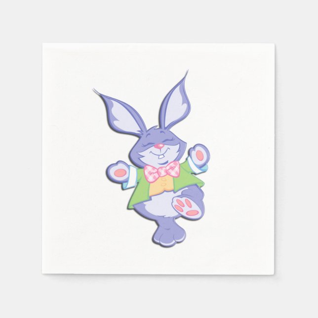 Serviette En Papier Lapin de Pâques Violet Dansant (Devant)