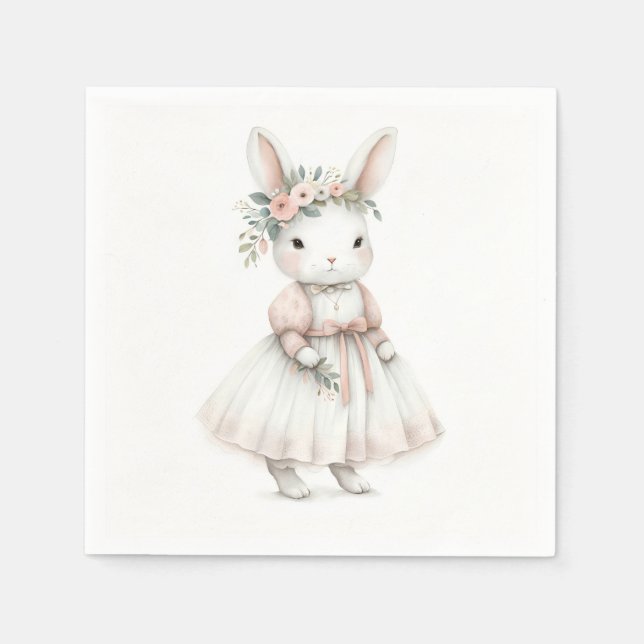 Serviette En Papier Lapin en robe (Devant)