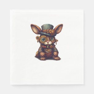 Serviette En Papier Lapin en tenue mécanique steampunk, lapin vibrant
